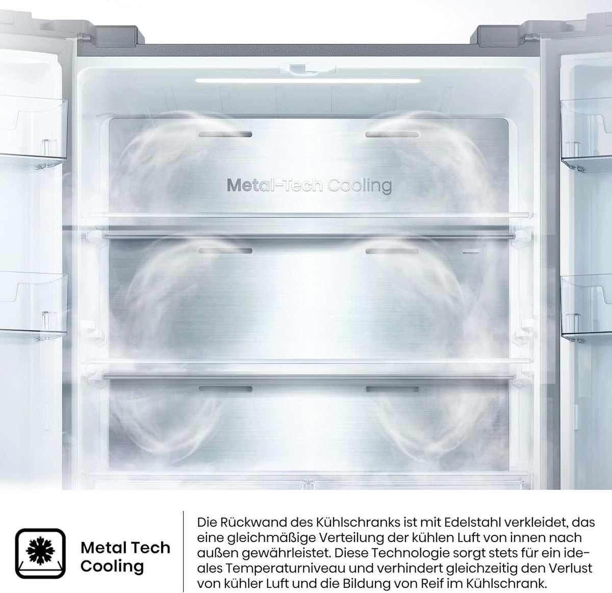 Hisense RQ5P470SAID Cross-Door Fridge-Freezer, 304 Litre Fridge Capacity, 179 Litre Freezer, Total NoFrost, Wifi, Multi AirFlow, FastFreeze, Energy Efficiency Class D, 178.5 cm x 79.4 cm