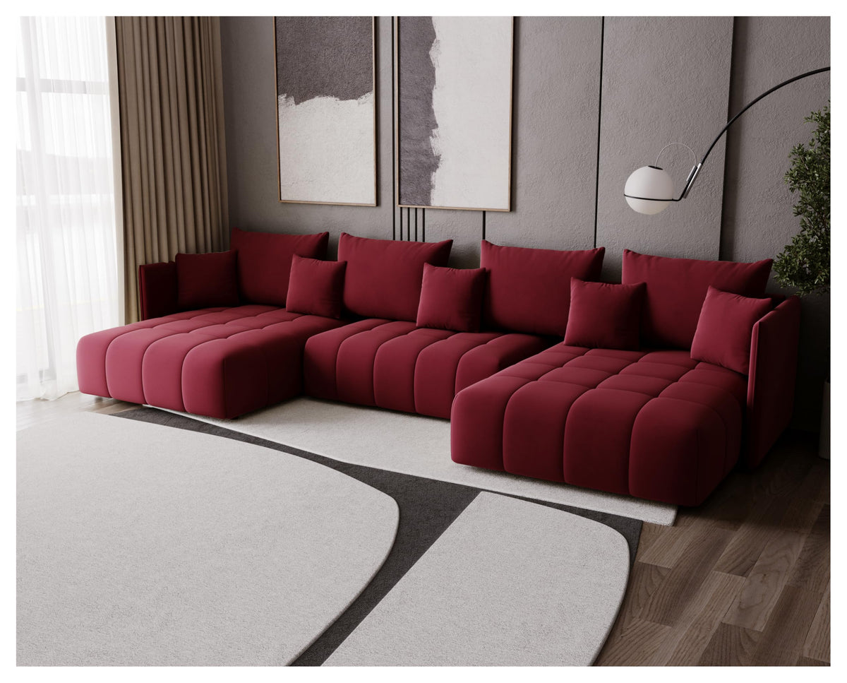 U-Shape Corner Sofa Gona U with Sleep Function - Large Sofa Bed 346 × 188 cm - Sofa with Bed Box - T30 Foam - Automatic Folding Function, Easily Extendable - Monolith 97 (Graphite)