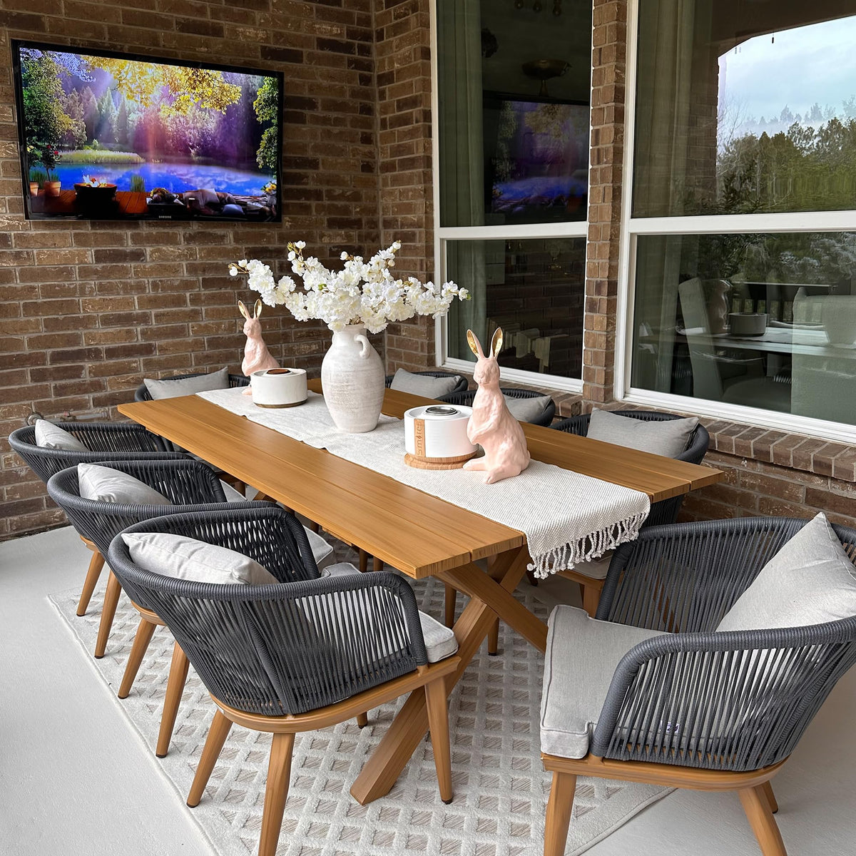 PURPLE LEAF 9-TLG Gartenmöbel Set,Aluminium Terrassenmöbel 8 Gartenstühle mit Tisch Balkonmöbel Essgruppe Gartengarnitur, Grau