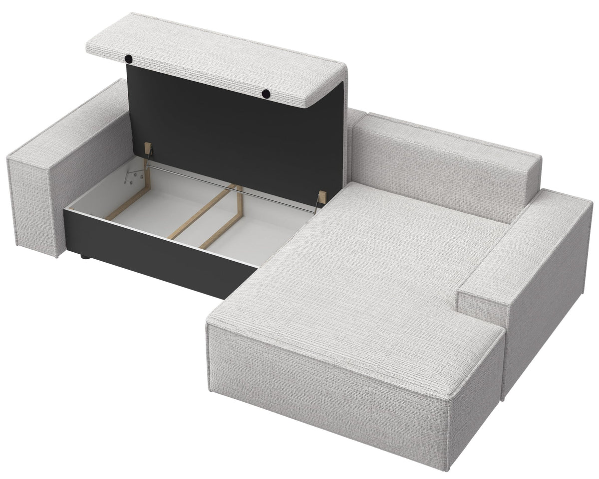 Selsey Sofa Corner Sofa Bed Couch with Storage Space Sleep Function Easy Care Polyurethane Foam L Shape Right Farese Beige Corduroy Look