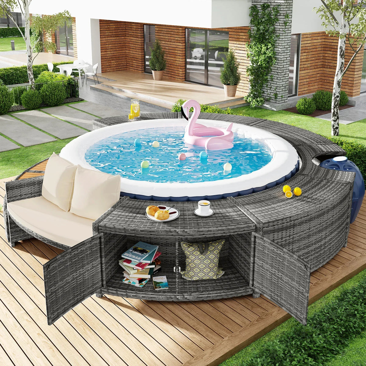 Garden Furniture Set garden Lounge Set Lounge Set Round Couch garden Pool Area Pool Coverage Including Pillows Furniture for