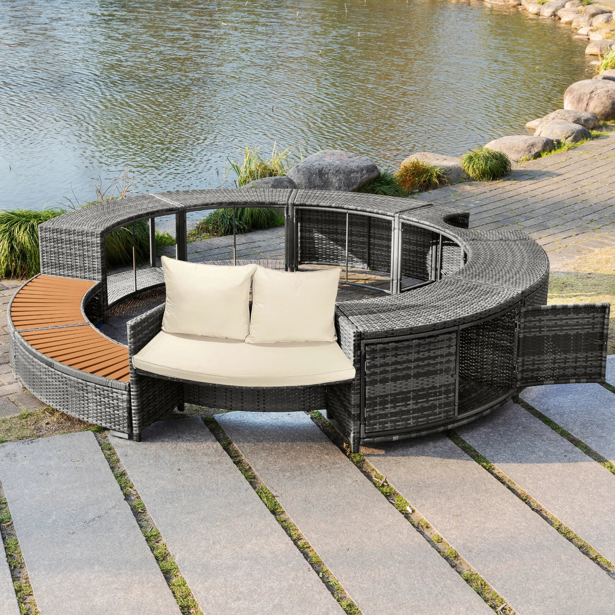 Garden Furniture Set garden Lounge Set Lounge Set Round Couch garden Pool Area Pool Coverage Including Pillows Furniture for