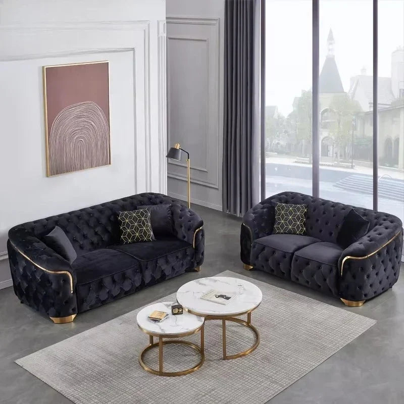 Modern luxury velvet Chesterfield Lounge sofa set