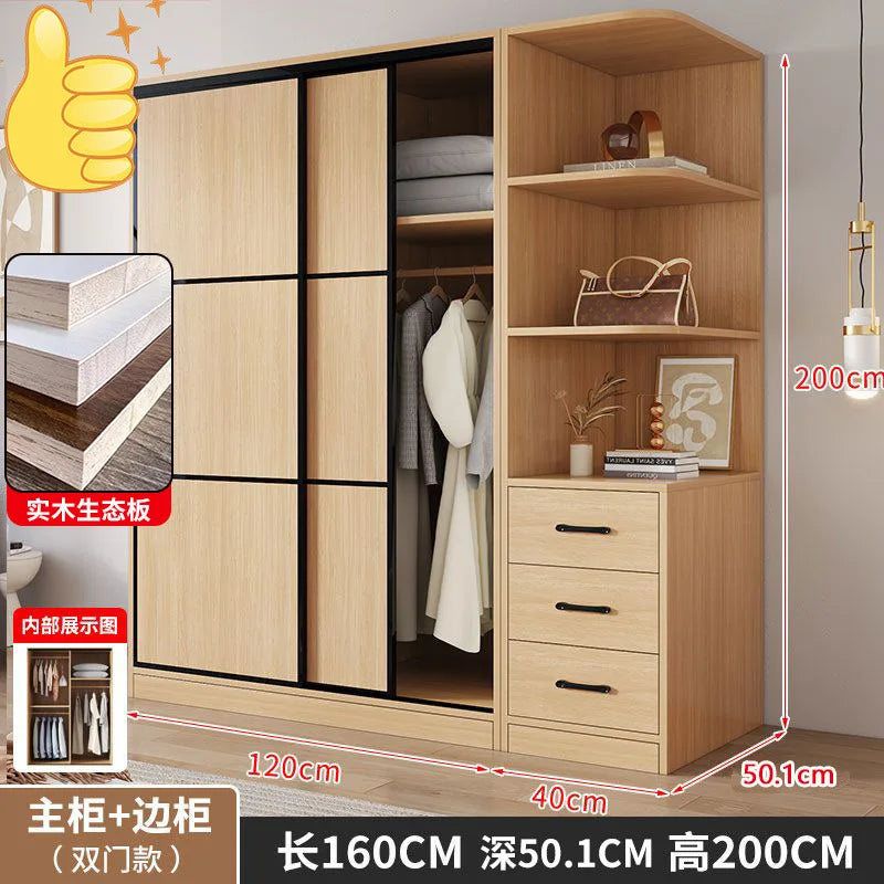 household bedroom small apartment sliding door storage rental room large wardrobe