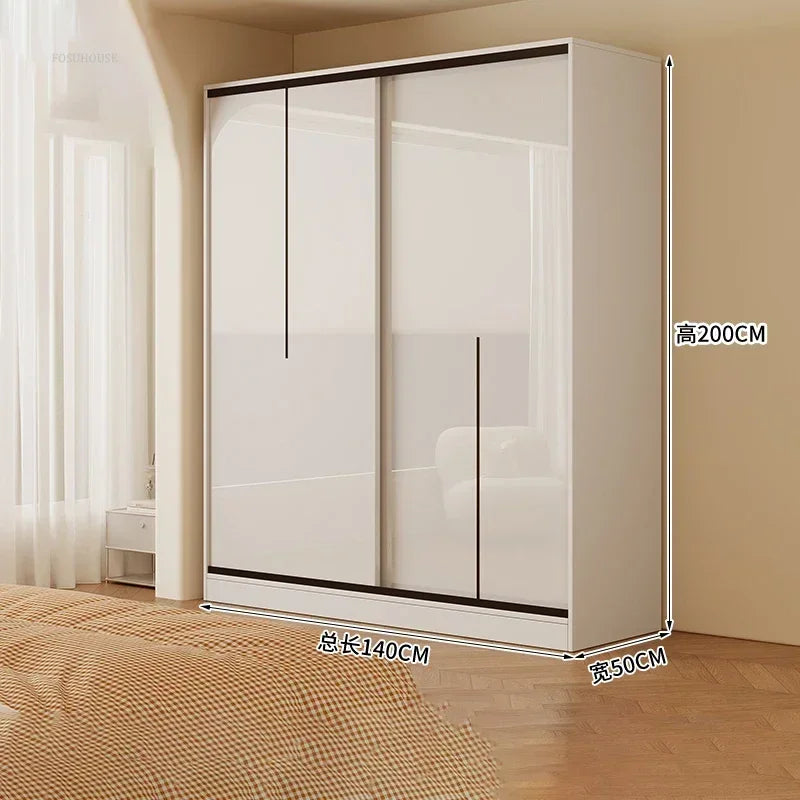 Nordic Solid Wood Assembly Clothes Wardrobe for Bedroom Sliding Door Large Wardrobes Rental House Open Closets Bedroom Furniture