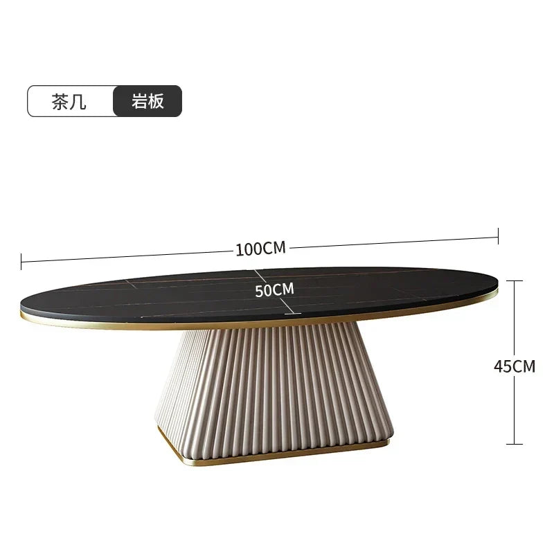 Light luxury model room coffee table designer minimalist modern living room small apartment household oval rock plate coffee tab
