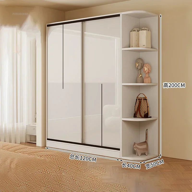 Nordic Solid Wood Assembly Clothes Wardrobe for Bedroom Sliding Door Large Wardrobes Rental House Open Closets Bedroom Furniture