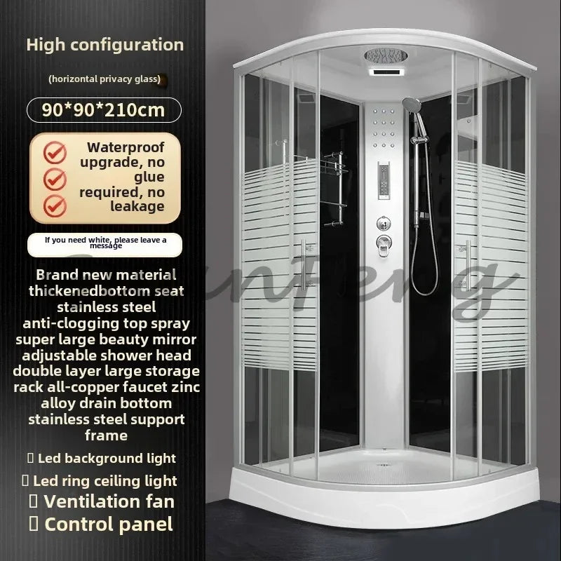 Prefabricated Bathroom Overall Room Pulley Glass Fan-Shaped Partition Bath Home Integrated Closed Bath Room