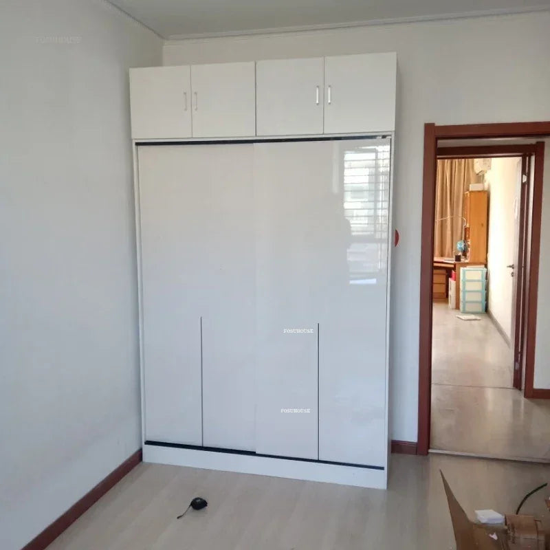 Nordic Solid Wood Assembly Clothes Wardrobe for Bedroom Sliding Door Large Wardrobes Rental House Open Closets Bedroom Furniture