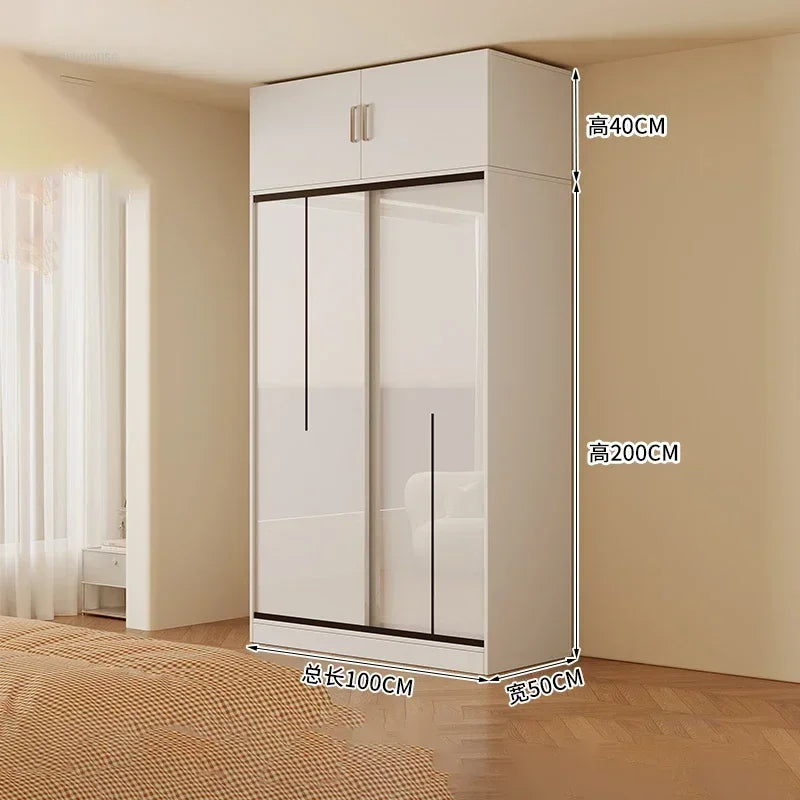 Nordic Solid Wood Assembly Clothes Wardrobe for Bedroom Sliding Door Large Wardrobes Rental House Open Closets Bedroom Furniture