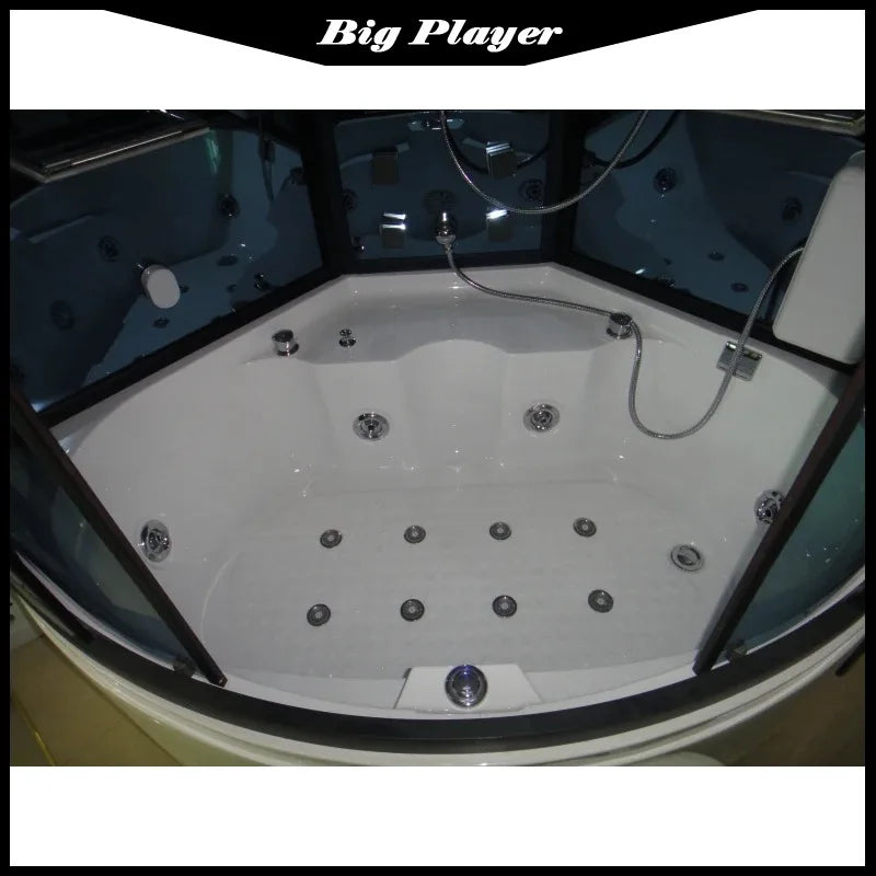 Luxuriöse Acryl-Duschkabine, 1350 x 1350 mm, Kombi-Badewanne mit Dampffunktion