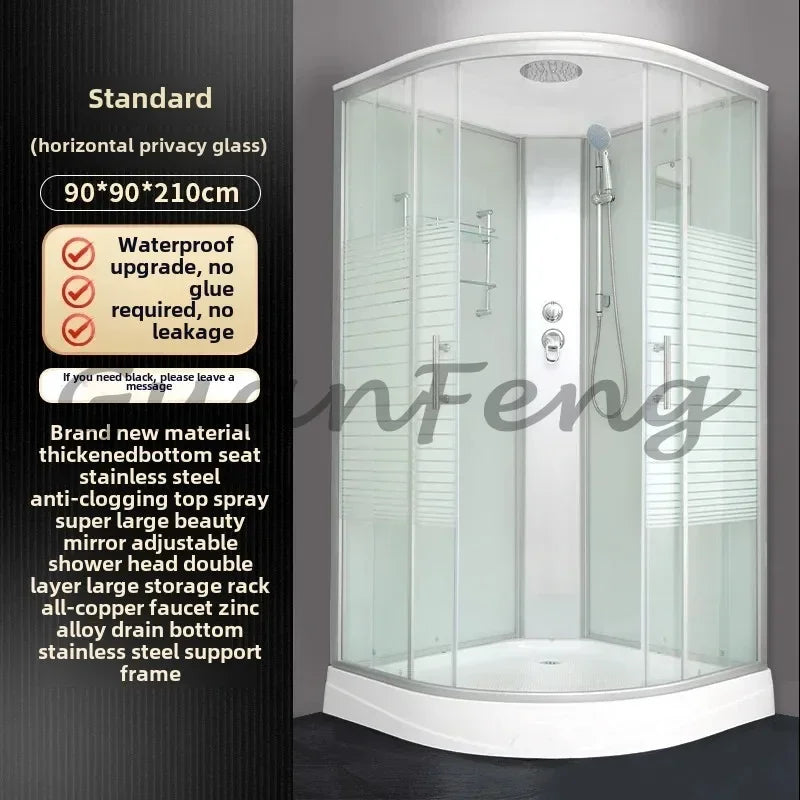 Prefabricated Bathroom Overall Room Pulley Glass Fan-Shaped Partition Bath Home Integrated Closed Bath Room