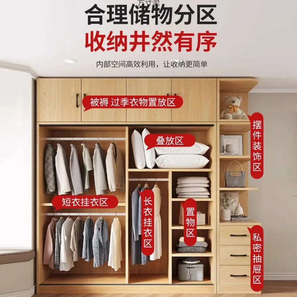 household bedroom small apartment sliding door storage rental room large wardrobe