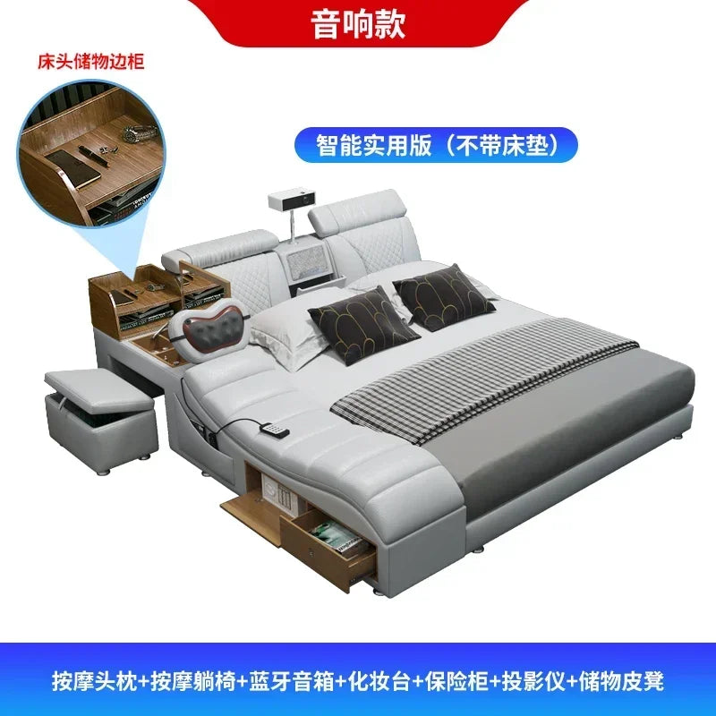 Regale Storage Double Bed Projector Antique Bedroom Comferter Beds Adults Flexible Sleeping Letto Matrimoniale Salon Furniture