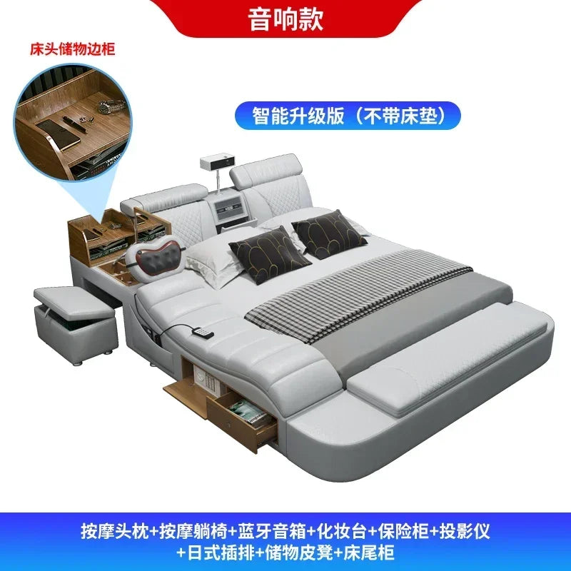 Regale Storage Double Bed Projector Antique Bedroom Comferter Beds Adults Flexible Sleeping Letto Matrimoniale Salon Furniture