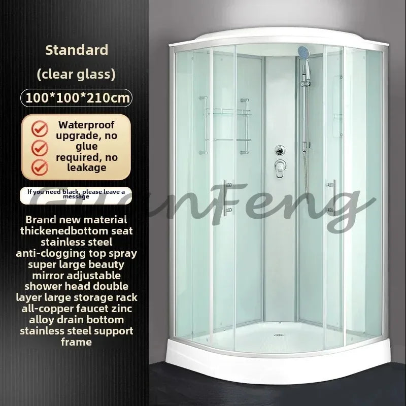 Prefabricated Bathroom Overall Room Pulley Glass Fan-Shaped Partition Bath Home Integrated Closed Bath Room
