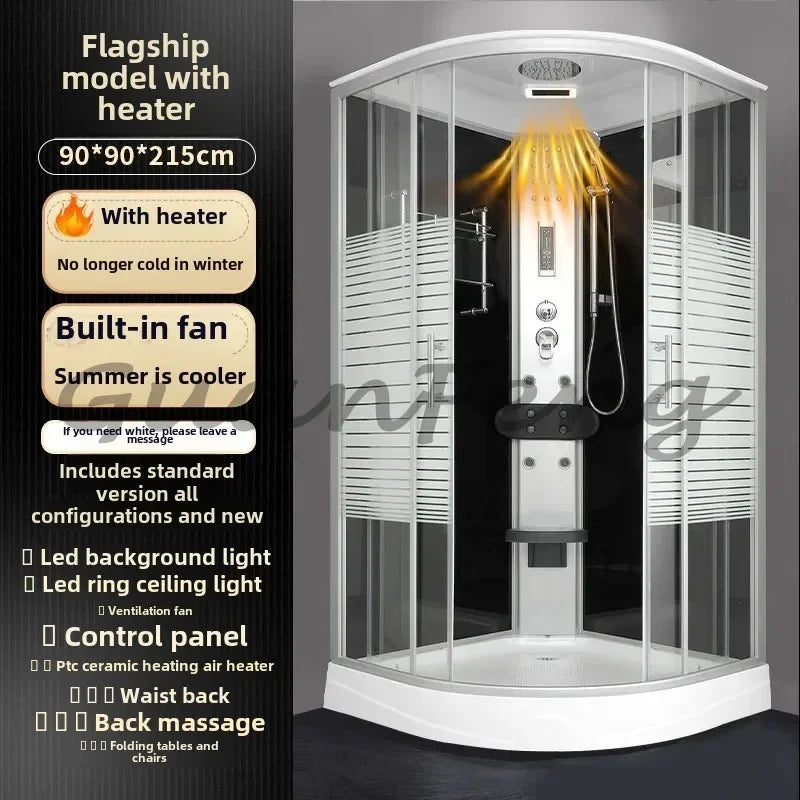 Prefabricated Bathroom Overall Room Pulley Glass Fan-Shaped Partition Bath Home Integrated Closed Bath Room