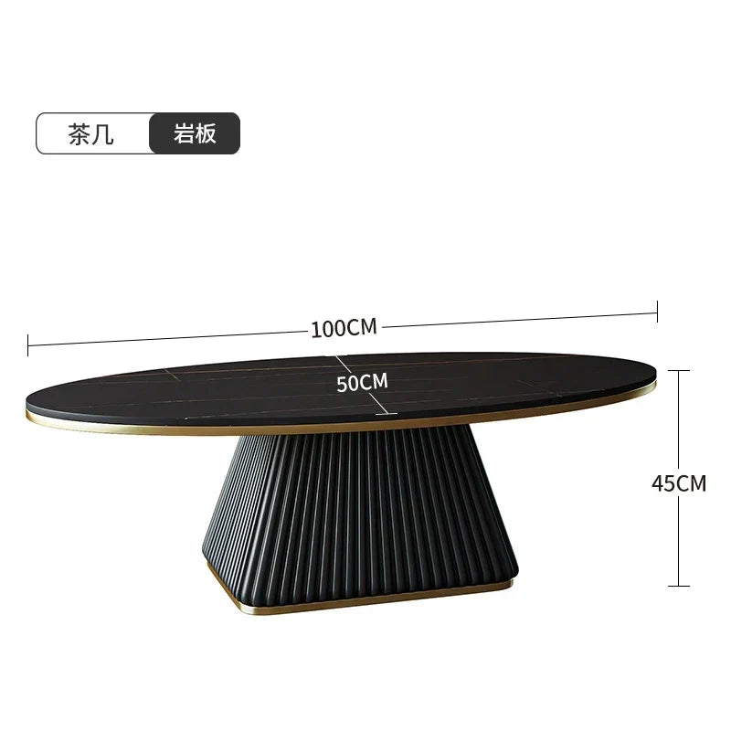Light luxury model room coffee table designer minimalist modern living room small apartment household oval rock plate coffee tab