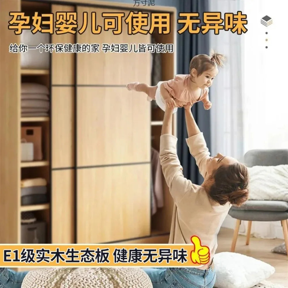household bedroom small apartment sliding door storage rental room large wardrobe