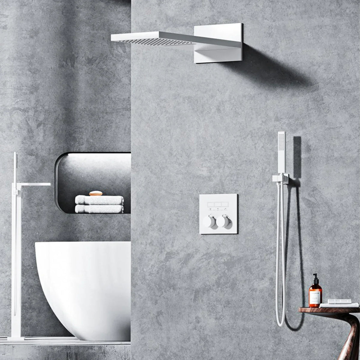AITANA Luxury gun gray brass thermostatic shower system with wall mounted design Embedded faucet for hot and cold water bathroom