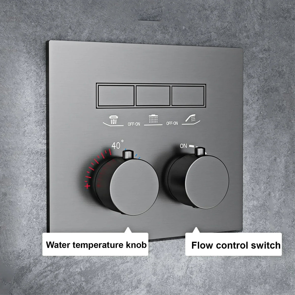 AITANA Luxury gun gray brass thermostatic shower system with wall mounted design Embedded faucet for hot and cold water bathroom