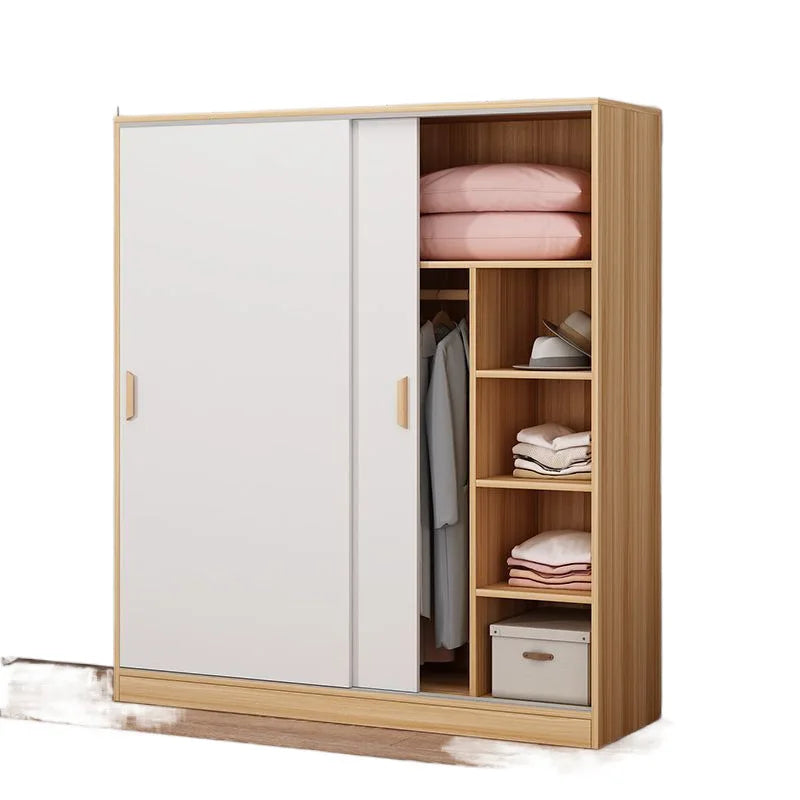 Wardrobe Home Bedroom Simple Assembly Sliding Door Storage Simple Modern Rental Room Children's Wardrobe Combination