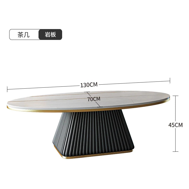 Light luxury model room coffee table designer minimalist modern living room small apartment household oval rock plate coffee tab