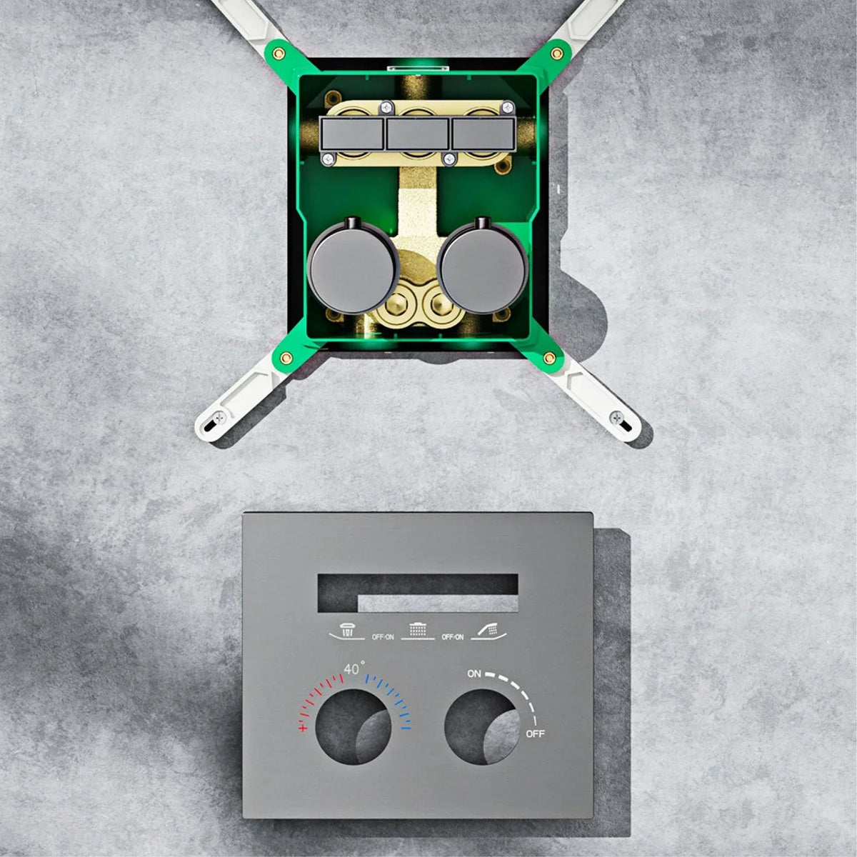 AITANA Luxury gun gray brass thermostatic shower system with wall mounted design Embedded faucet for hot and cold water bathroom