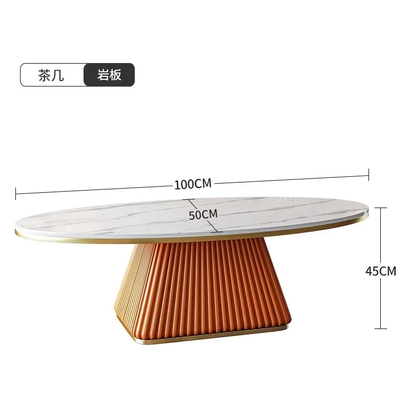 Light luxury model room coffee table designer minimalist modern living room small apartment household oval rock plate coffee tab