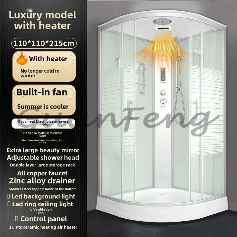 Prefabricated Bathroom Overall Room Pulley Glass Fan-Shaped Partition Bath Home Integrated Closed Bath Room