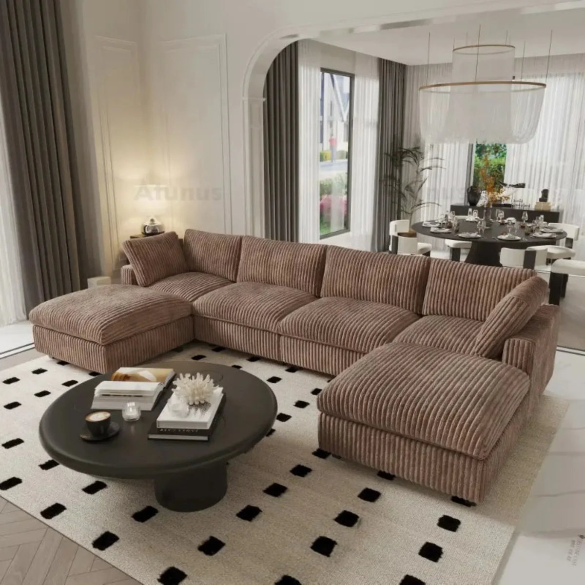 Italian Luxury Vintage Washable L Shaped Modular Sectional Sofa
