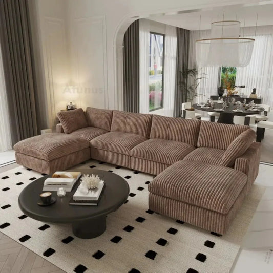 Italian Luxury Vintage Washable L Shaped Modular Sectional Sofa