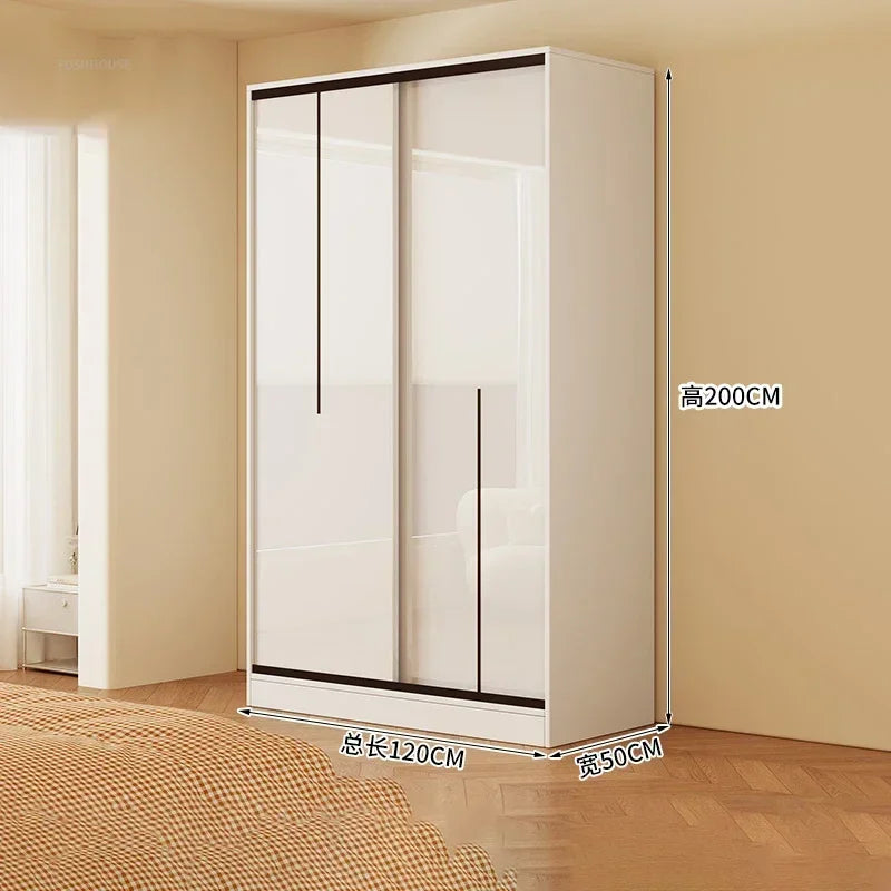 Nordic Solid Wood Assembly Clothes Wardrobe for Bedroom Sliding Door Large Wardrobes Rental House Open Closets Bedroom Furniture