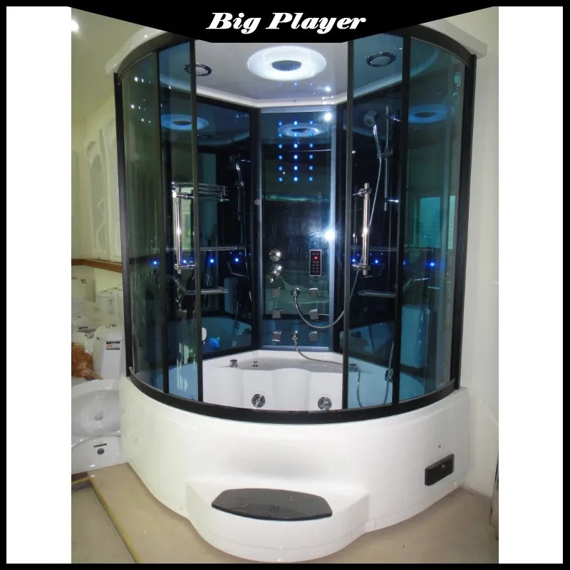 Luxuriöse Acryl-Duschkabine, 1350 x 1350 mm, Kombi-Badewanne mit Dampffunktion