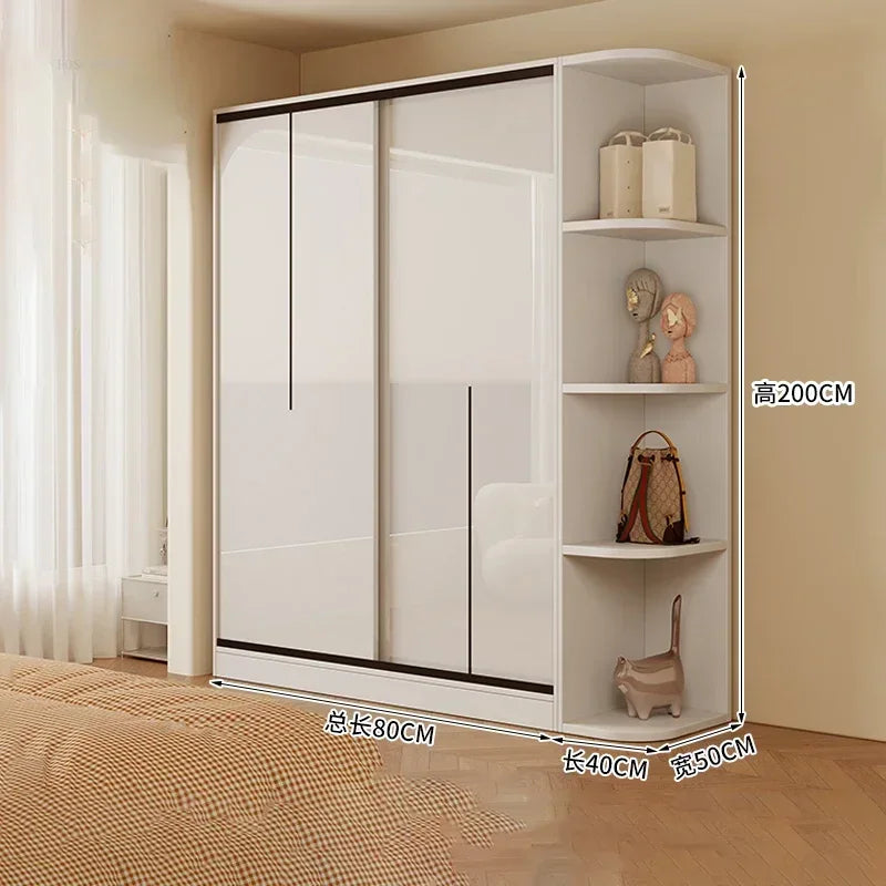Nordic Solid Wood Assembly Clothes Wardrobe for Bedroom Sliding Door Large Wardrobes Rental House Open Closets Bedroom Furniture