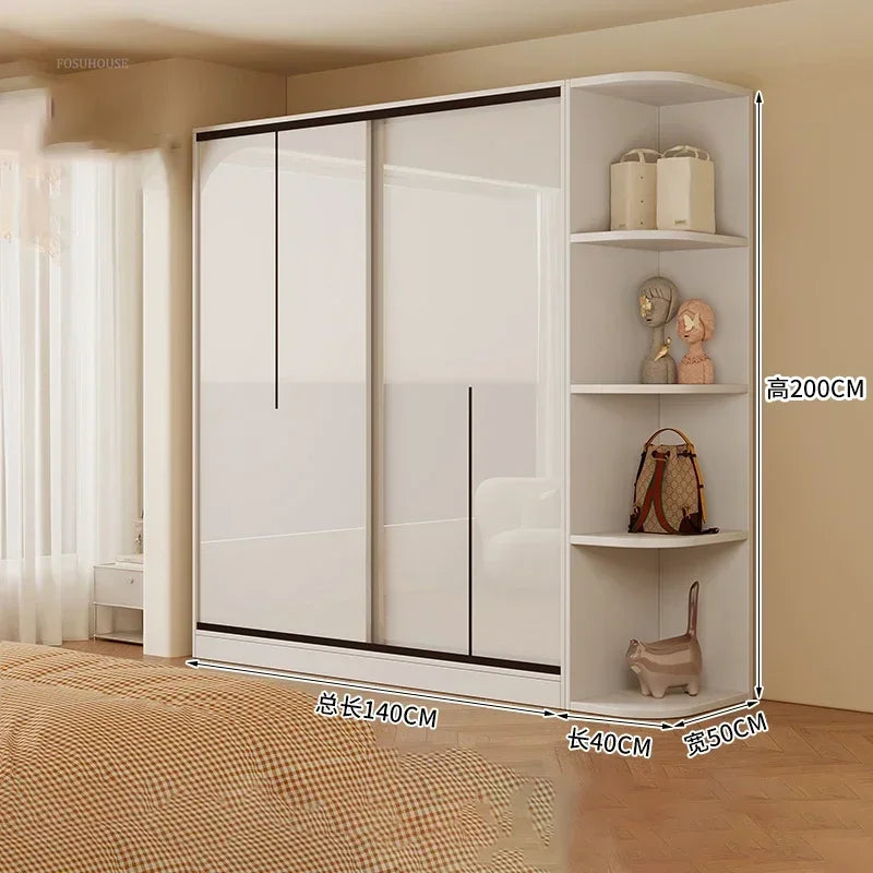 Nordic Solid Wood Assembly Clothes Wardrobe for Bedroom Sliding Door Large Wardrobes Rental House Open Closets Bedroom Furniture