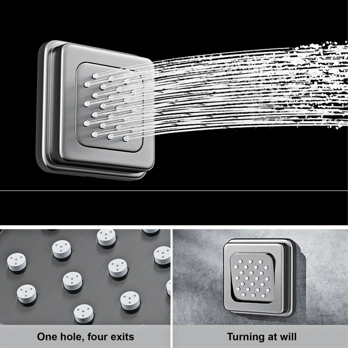 Luxury Gun Grey Brass Thermostatic Shower System Ceiling-Embedded Rainfall&Waterfall Outlet with LED Display Bathroom Mixer Tap