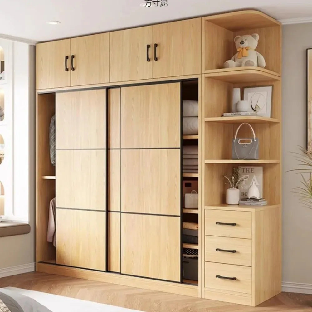household bedroom small apartment sliding door storage rental room large wardrobe