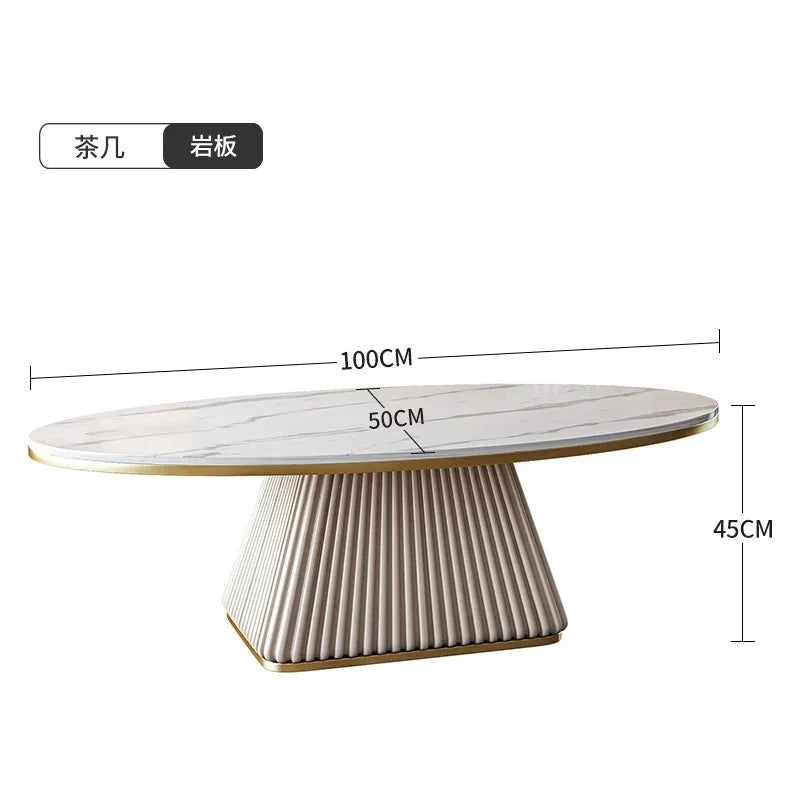 Light luxury model room coffee table designer minimalist modern living room small apartment household oval rock plate coffee tab