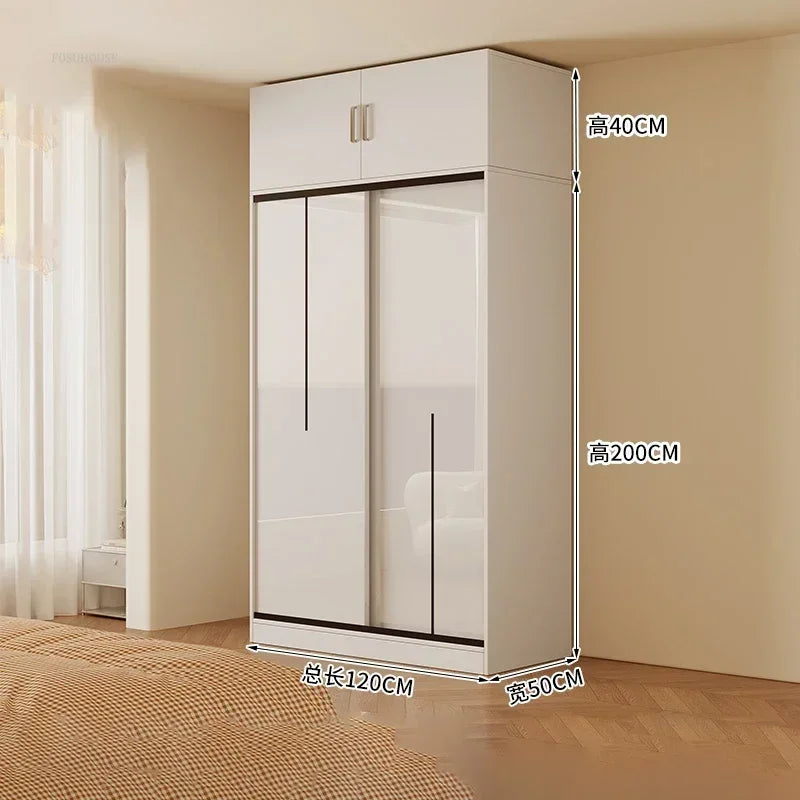 Nordic Solid Wood Assembly Clothes Wardrobe for Bedroom Sliding Door Large Wardrobes Rental House Open Closets Bedroom Furniture