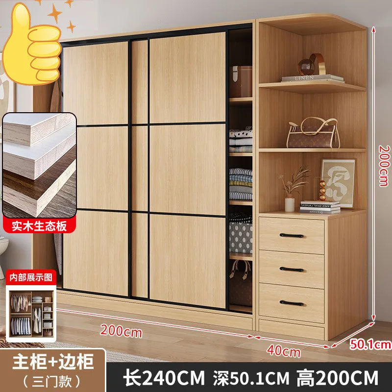 household bedroom small apartment sliding door storage rental room large wardrobe