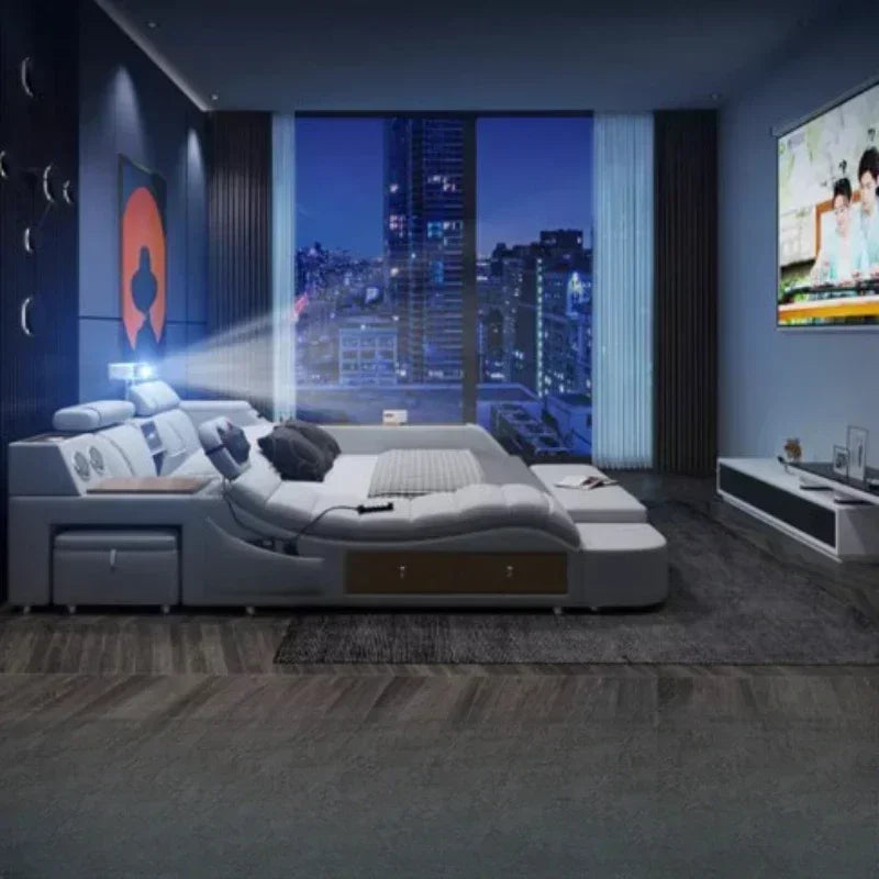 Regale Storage Double Bed Projector Antique Bedroom Comferter Beds Adults Flexible Sleeping Letto Matrimoniale Salon Furniture