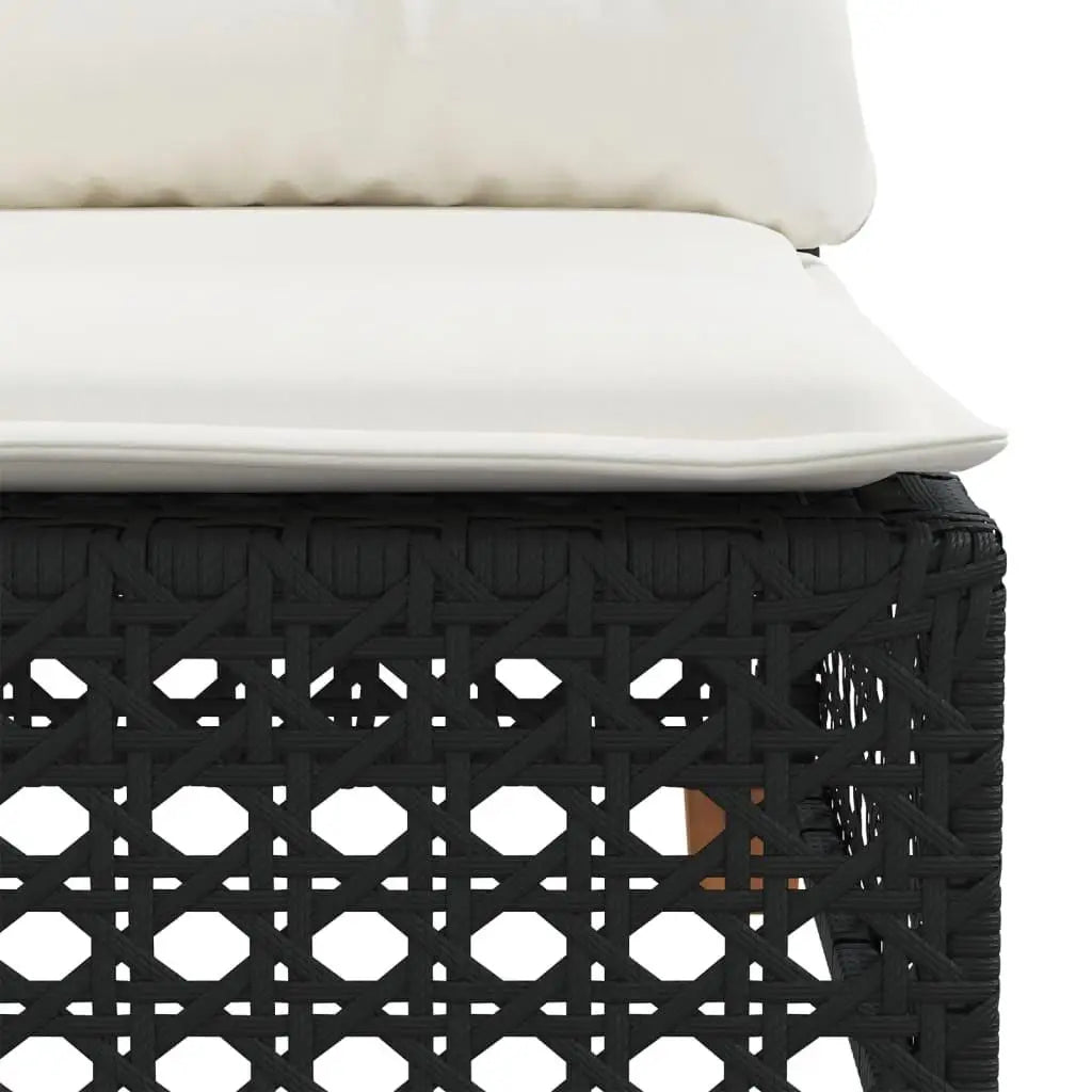7-Piece Black Poly Rattan Garden Sofa Set with Cushions - Stylish Outdoor Furniture