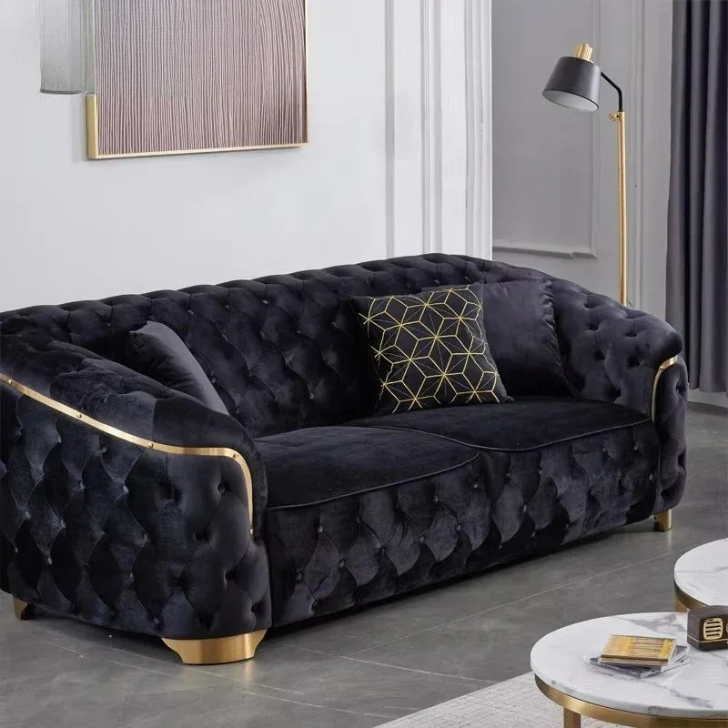 Modern luxury velvet Chesterfield Lounge sofa set