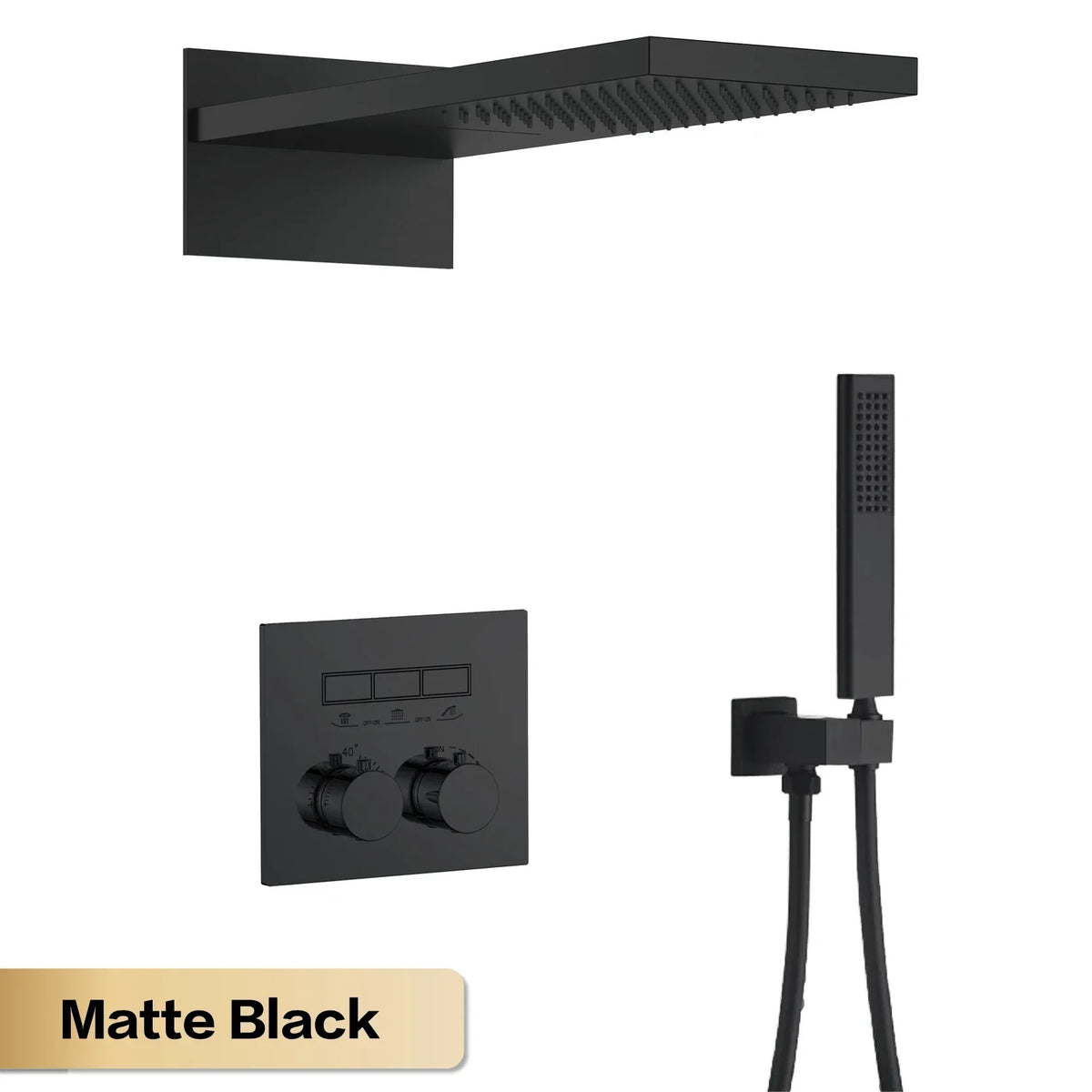 AITANA Luxury gun gray brass thermostatic shower system with wall mounted design Embedded faucet for hot and cold water bathroom