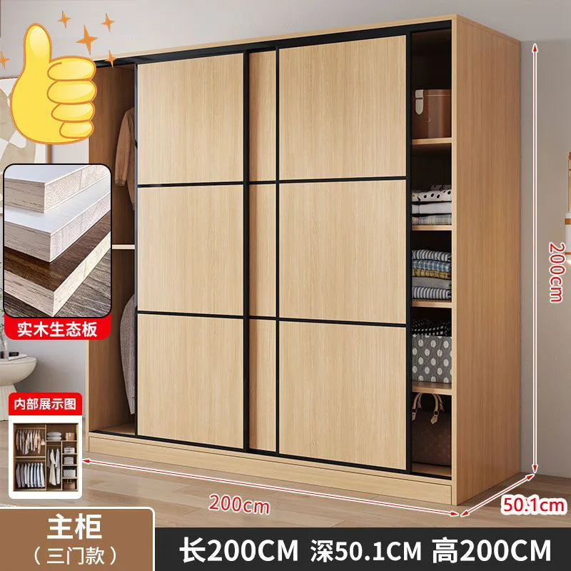 household bedroom small apartment sliding door storage rental room large wardrobe