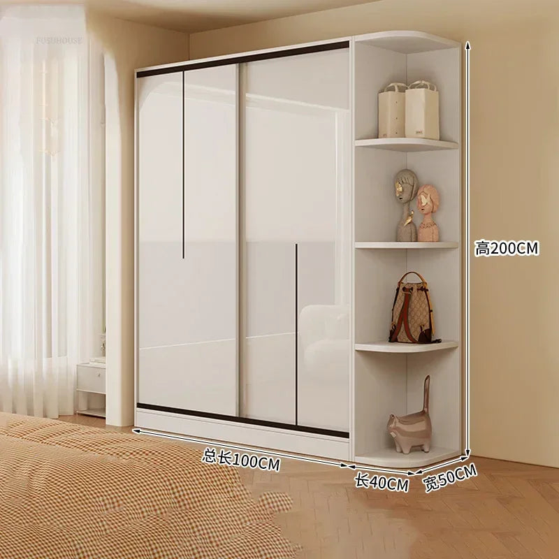 Nordic Solid Wood Assembly Clothes Wardrobe for Bedroom Sliding Door Large Wardrobes Rental House Open Closets Bedroom Furniture