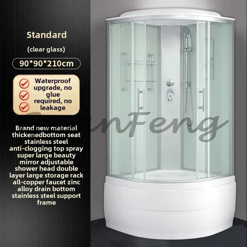 Prefabricated Bathroom Overall Room Pulley Glass Fan-Shaped Partition Bath Home Integrated Closed Bath Room