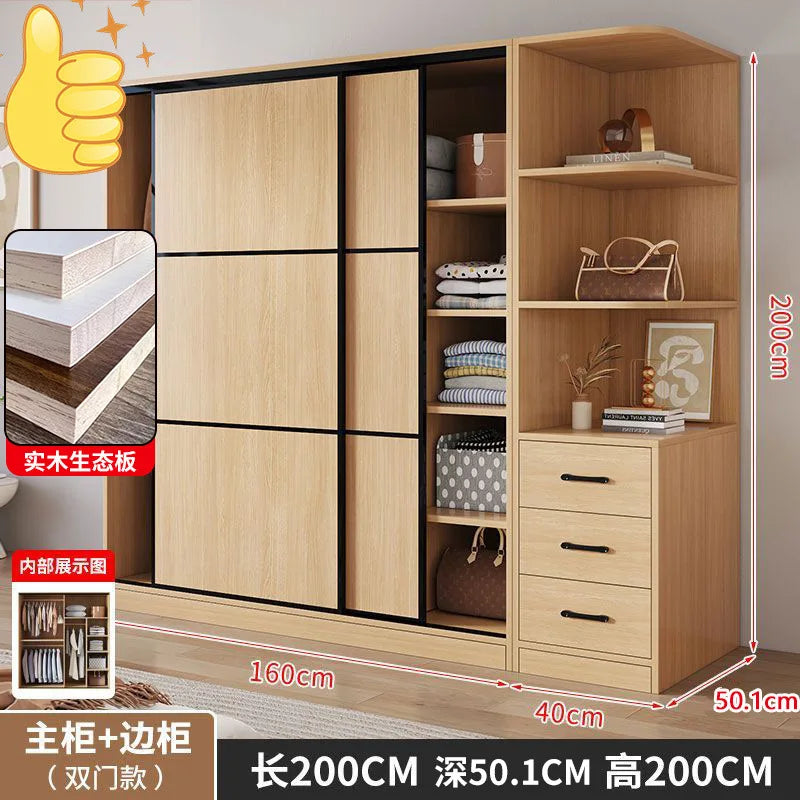 household bedroom small apartment sliding door storage rental room large wardrobe