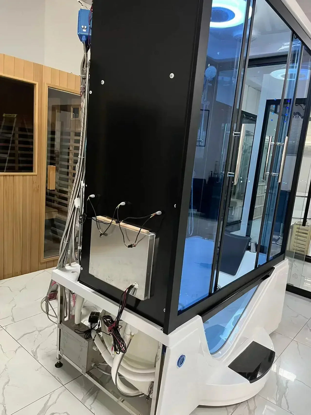 Superior Rectangular overall shower room, bathtub, integrated with foot pedal, wet steaming, surfing, massage bathtub
